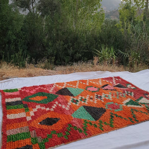 GHALKA | 5x8'8 Ft | 2,7x1,6 m | Moroccan Colorful Rug | 100% wool handmade - OunizZ