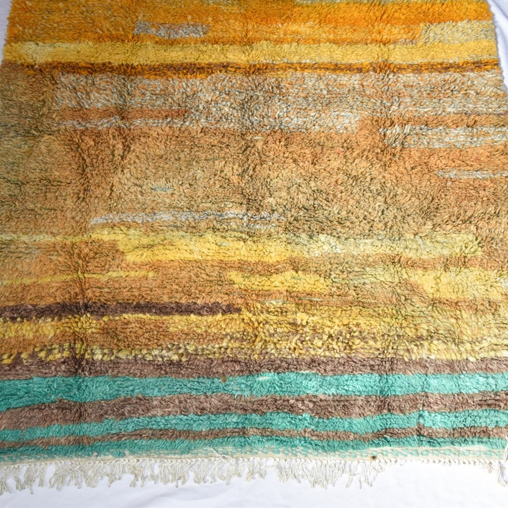 GHOROB | 8'2x5'0 Ft | 250x153 cm | Moroccan Golden Rug | 100% wool handmade - OunizZ