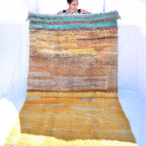 GHOROB | 8x5 Ft | 2.5x1.5 m | Moroccan Golden Rug | 100% wool handmade - OunizZ