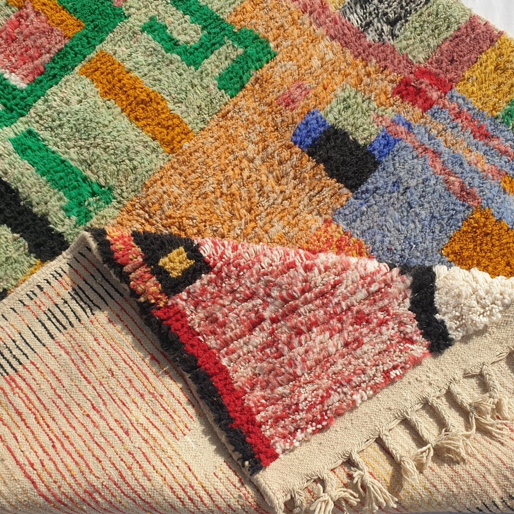 Grana - MOROCCAN RUG BOUJAAD | Moroccan Berber Rug | Colorful Rug Moroccan Carpet | Authentic Handmade Berber Bedroom Rugs | 10'1x6'7 Ft | 308x205 cm - OunizZ