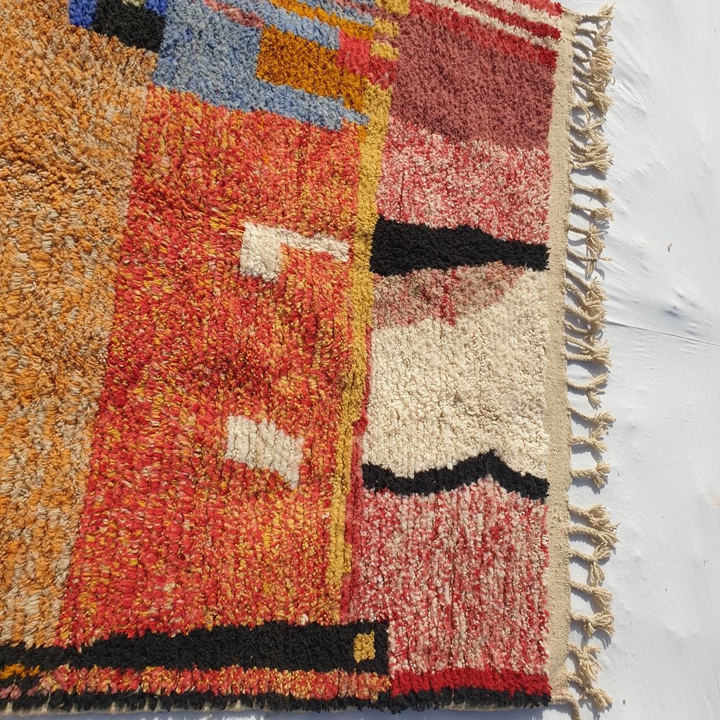 Grana - MOROCCAN RUG BOUJAAD | Moroccan Berber Rug | Colorful Rug Moroccan Carpet | Authentic Handmade Berber Bedroom Rugs | 10'1x6'7 Ft | 308x205 cm - OunizZ