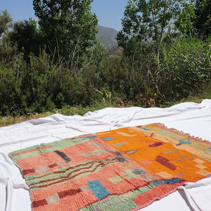 HALWA | 6'3x4'8 Ft | 190x150 cm | Moroccan Colorful Rug | 100% wool handmade - OunizZ