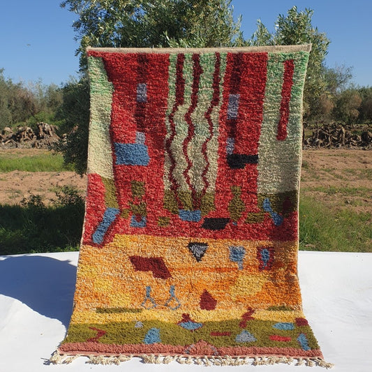 Halwa - MOROCCAN BOUJAAD RUG | Berber Colorful Area Rug for living room Handmade Authentic Wool | 9'3x5'9 Ft | 284x180 cm - OunizZ