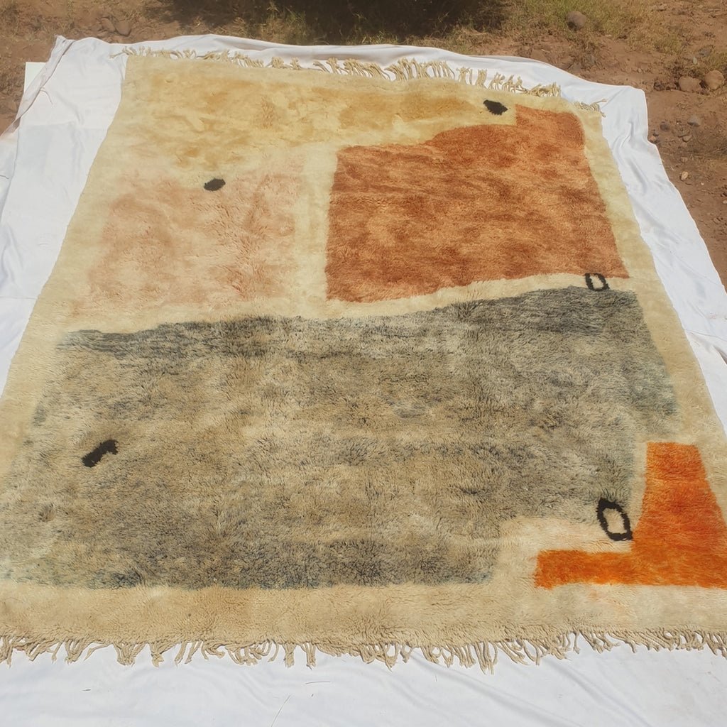 Handcrafted BENI MOROCCAN RUG | Dye Wool Authentic & Soft Rug | Berber Moroccan Rug | Moroccan Woolen Carpet Araga | 13'1x9'8 Ft | 4x3 m - OunizZ