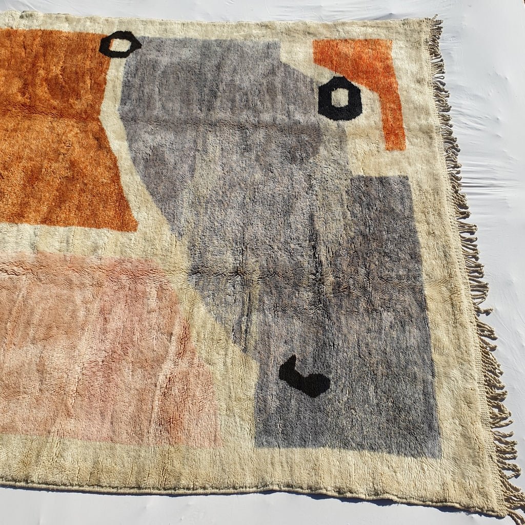 Handcrafted BENI MOROCCAN RUG | Dye Wool Authentic & Soft Rug | Berber Moroccan Rug | Moroccan Woolen Carpet Araga | 13'1x9'8 Ft | 4x3 m - OunizZ