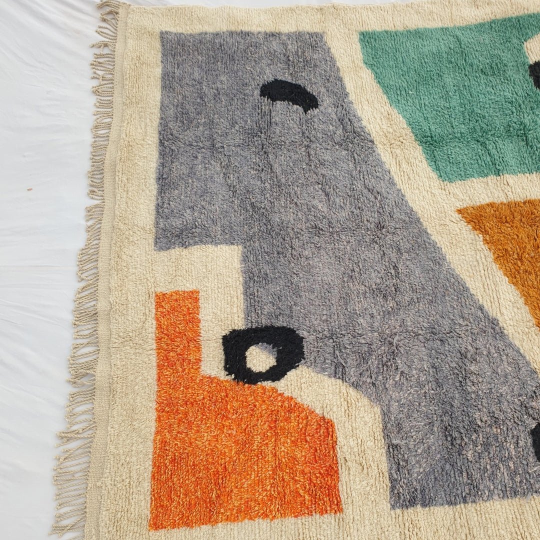 Handcrafted BENI MOROCCAN RUG | Dye Wool Authentic & Soft Rug | Berber Moroccan Rug | Moroccan Woolen Carpet Araga | 13'25x9'61 Ft | 4x3 m - OunizZ