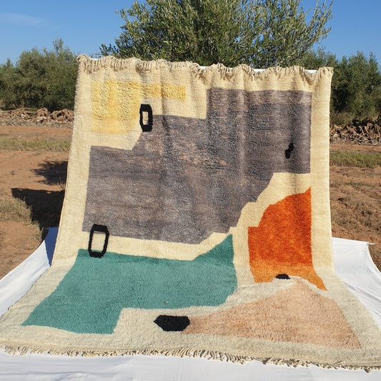 Handcrafted BENI MOROCCAN RUG | Dye Wool Authentic & Soft Rug | Berber Moroccan Rug | Moroccan Woolen Carpet Flora | 13'1x9'6 Ft | 4x2,92 m - OunizZ