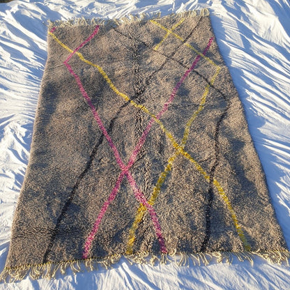 Handcrafted BENI MOROCCAN RUG | Dye Wool Authentic & Soft Rug | Berber Moroccan Rug | Moroccan Woolen Carpet GARYA | 9'6x6'9 Ft | 2,92x2,09 m - OunizZ