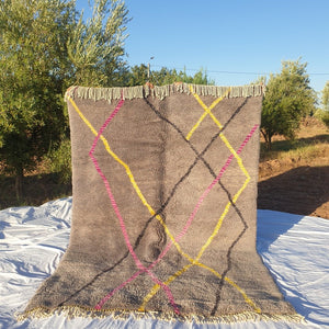 Handcrafted BENI MOROCCAN RUG | Dye Wool Authentic & Soft Rug | Berber Moroccan Rug | Moroccan Woolen Carpet GARYA | 9'6x6'9 Ft | 2,92x2,09 m - OunizZ