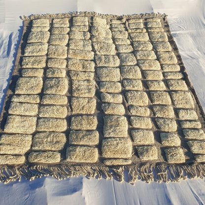 Handcrafted BENI MOROCCAN RUG | Dye Wool Authentic & Soft Rug | Berber Moroccan Rug | Moroccan Woolen Carpet Gouta | 9x7'7 Ft | 2,73x2,34 m - OunizZ