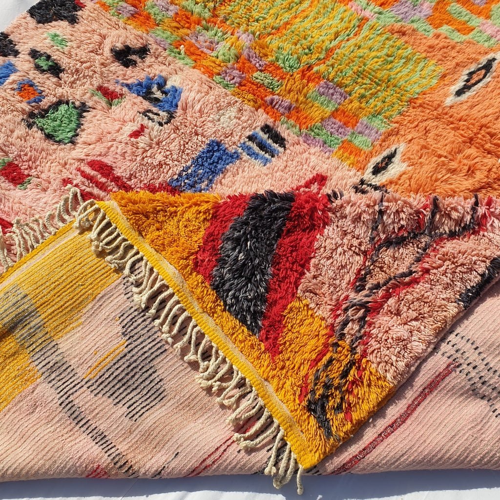 Handcrafted BENI MOROCCAN RUG | Dye Wool Authentic & Soft Rug | Berber Moroccan Rug | Moroccan Woolen Carpet IDIR | 13'5x10 Ft | 4x3 m - OunizZ