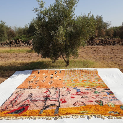 Handcrafted BENI MOROCCAN RUG | Dye Wool Authentic & Soft Rug | Berber Moroccan Rug | Moroccan Woolen Carpet IDIR | 13'5x10 Ft | 4x3 m - OunizZ