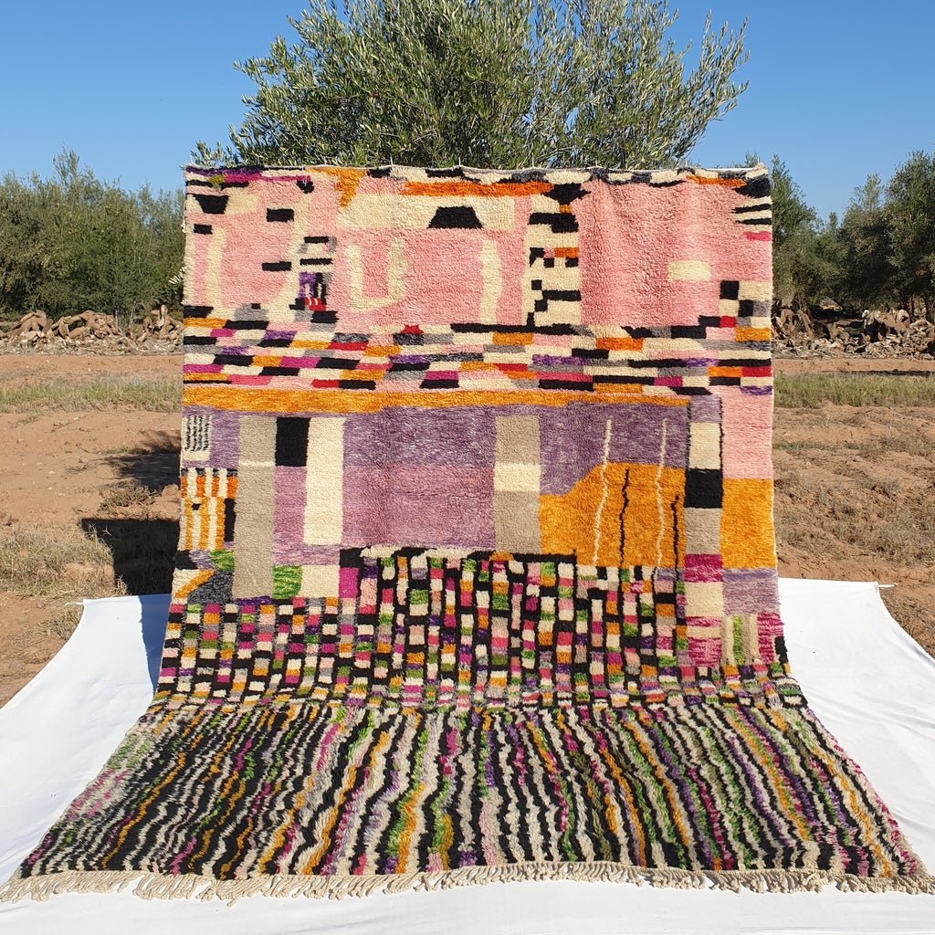 Handcrafted BENI MOROCCAN RUG | Dye Wool Authentic & Soft Rug | Berber Moroccan Rug | Moroccan Woolen Carpet Kalifa | 11'5x8'2 Ft | 3,50x2,50 m - OunizZ