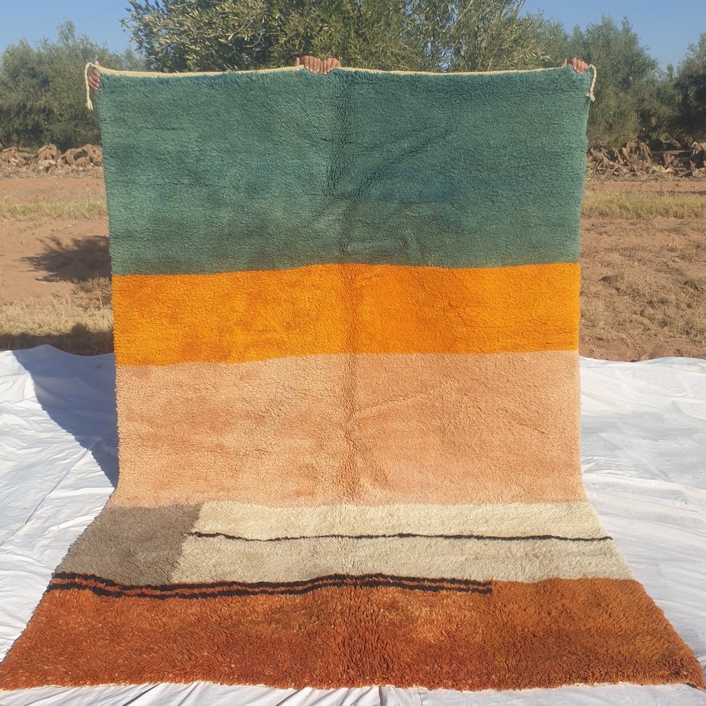 Handcrafted BENI MOROCCAN RUG | Dye Wool Authentic & Soft Rug | Berber Moroccan Rug | Moroccan Woolen Carpet Kimma | 9'7x6'5 Ft | 2,96x1,98 m - OunizZ