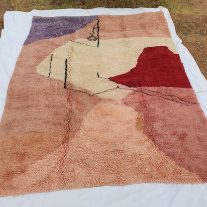 Handcrafted BENI MOROCCAN RUG | Dye Wool Authentic & Soft Rug | Berber Moroccan Rug | Moroccan Woolen Carpet KISSMI | 13'5x9'8 Ft | 4x3 m - OunizZ