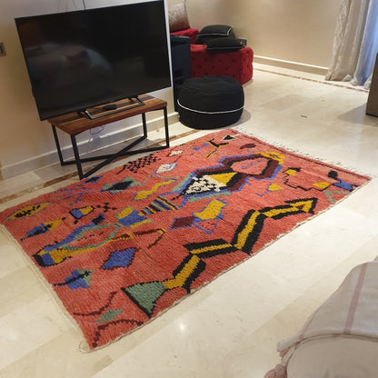 HANU | 7'5x5 Ft | 2,30x1,50 m | Moroccan Colorful Rug | 100% wool handmade - OunizZ