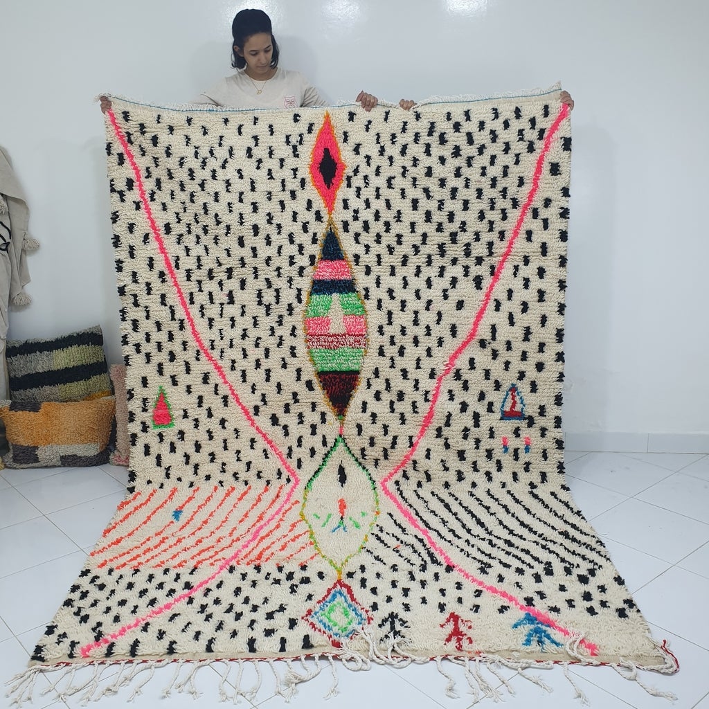 HOUTA | 9'5x6'6 Ft | 2.9x2 m | Moroccan White Rug | 100% wool handmade - OunizZ