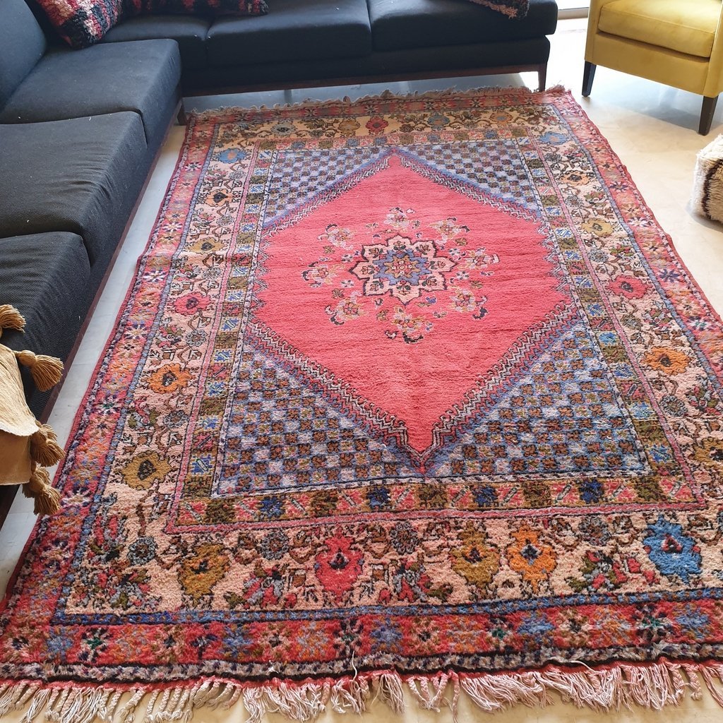 HULM | 10x6,4 Ft | 3x2 m | Moroccan VINTAGE Rabat Rug | 100% wool handmade - OunizZ