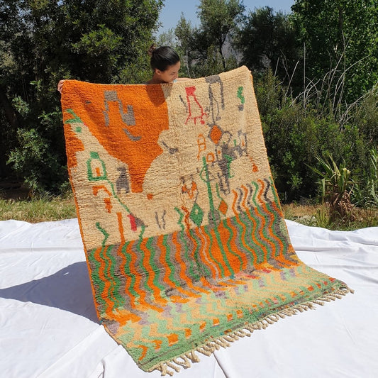 IDERRA | 6'5x5 Ft | 200x160 cm | Moroccan Colorful Rug | 100% wool handmade - OunizZ