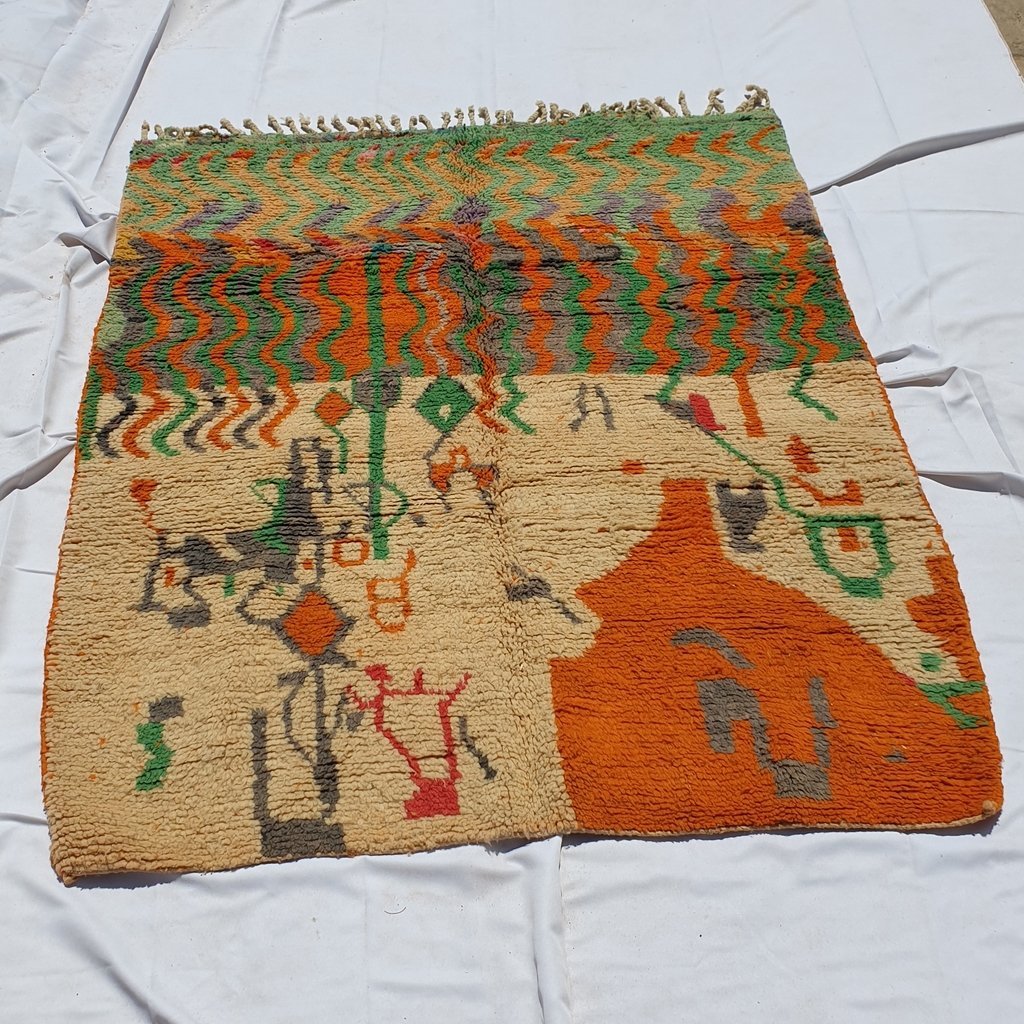 IDERRA | 6'5x5 Ft | 200x160 cm | Moroccan Colorful Rug | 100% wool handmade - OunizZ