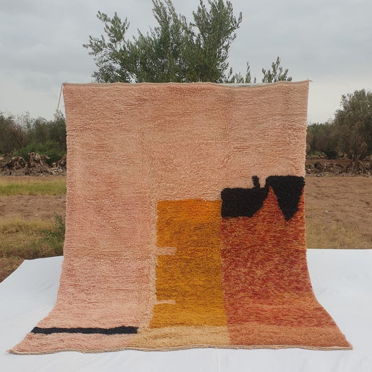 Idouh - BENI OUARAIN Moroccan Pink & Orange Rug Soft & Thick for Living Room | Moroccan High Pile Area Rug Berber Authentic Wool | 11'2x8'6 Ft | 342x263 cm - OunizZ