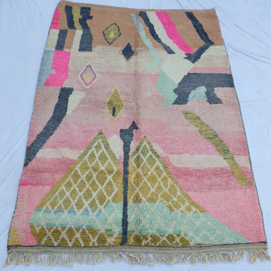 Ifoulki - MOROCCAN RUG BOUJAD | Moroccan Berber Rug | Colorful Rug Moroccan Carpet | Authentic Handmade Berber Bedroom Rugs | 10'10x7'08 Ft | 308x216 cm - OunizZ