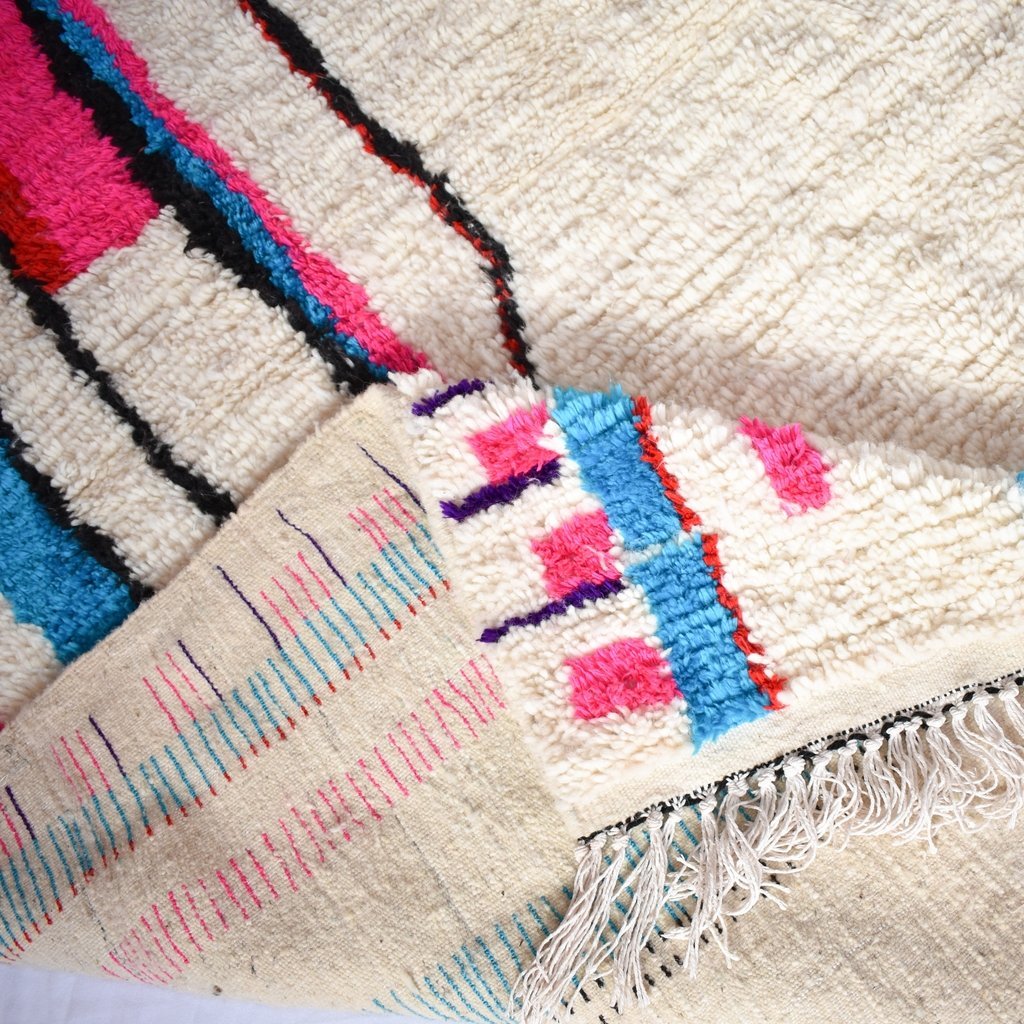 ILF | 8'53x5'15 Ft | 260x157 cm | Moroccan White Rug | 100% wool handmade - OunizZ