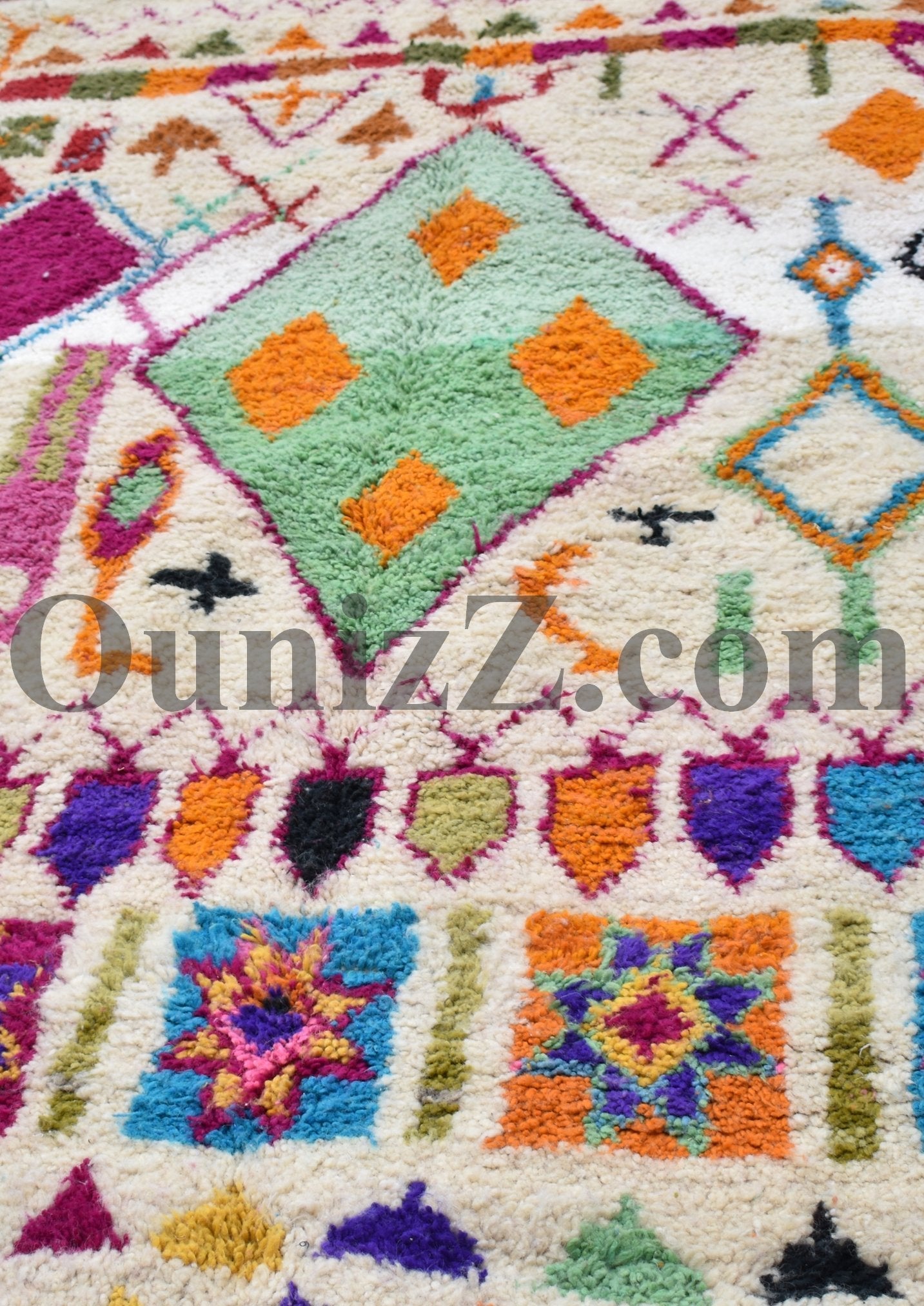 IMI | Azilal White Rug | 100% wool handmade in Morocco - OunizZ