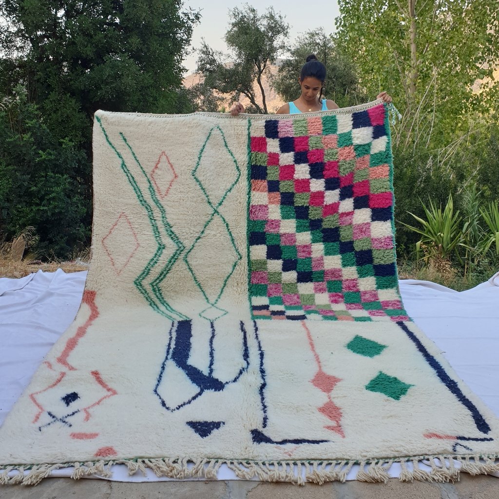 IZDI | 7x10'4 Ft | 3x2m | Moroccan Beni Ourain Rug | 100% wool handmade - OunizZ