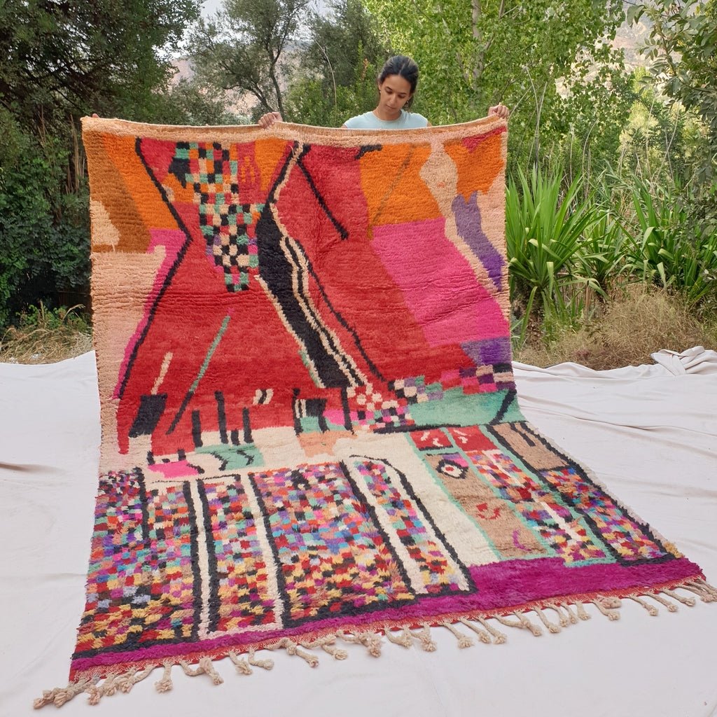 Jandala - MOROCCAN RUG BOUJAAD | Moroccan Berber Rug | Colorful Rug Moroccan Carpet | Authentic Handmade Berber Bedroom Rugs | 9'70x6'40 Ft | 296x195 cm - OunizZ