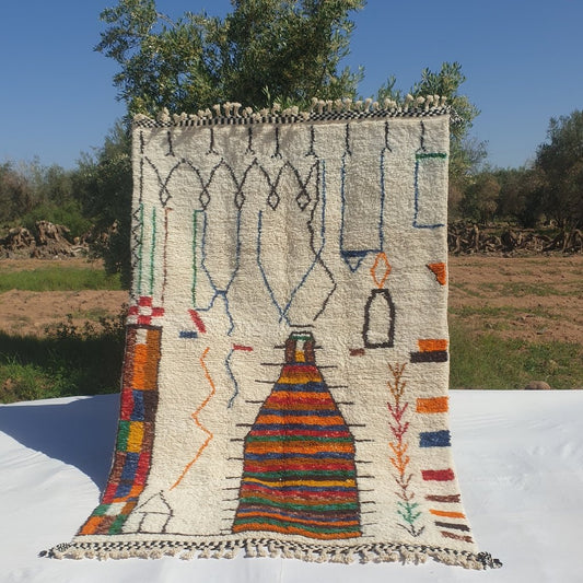 Jaydaa - BENI OUARAIN Moroccan White Rug Soft & Thick for Living Room or bedroom | Moroccan High Pile Area Rug Berber Authentic Wool | 9'8x6'4 Ft | 300x194 cm - OunizZ