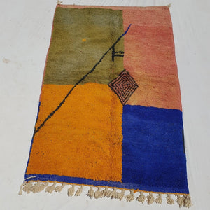 Jihat - Moroccan Boujad Berber Rug | Colorful Authentic Handmade Bedroom Rug | 8'1x5 Ft | 2,46x1,51 m - OunizZ