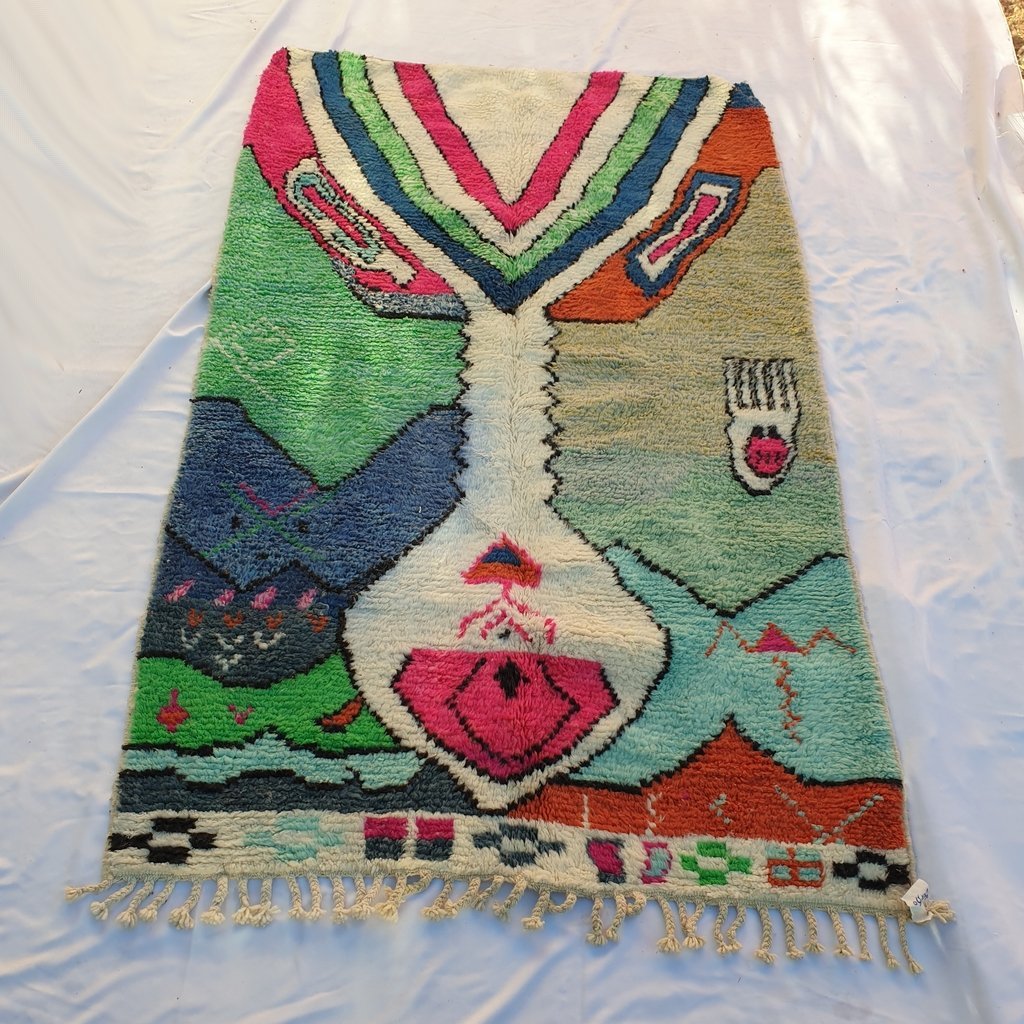 JNYA | 8'7x5'5 Ft | 2,65x1,66 m | Moroccan Beni Ourain Rug | 100% wool handmade - OunizZ
