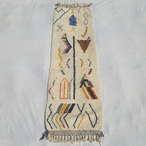 Jumana - Beni Ouarain Moroccan Runner Rug | Authentic Berber Colorful Wool Hallway runner | 9'6x2'7 Ft | 293x81 cm - OunizZ
