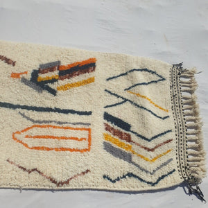 Jumana - Beni Ouarain Moroccan Runner Rug | Authentic Berber Colorful Wool Hallway runner | 9'6x2'7 Ft | 293x81 cm - OunizZ