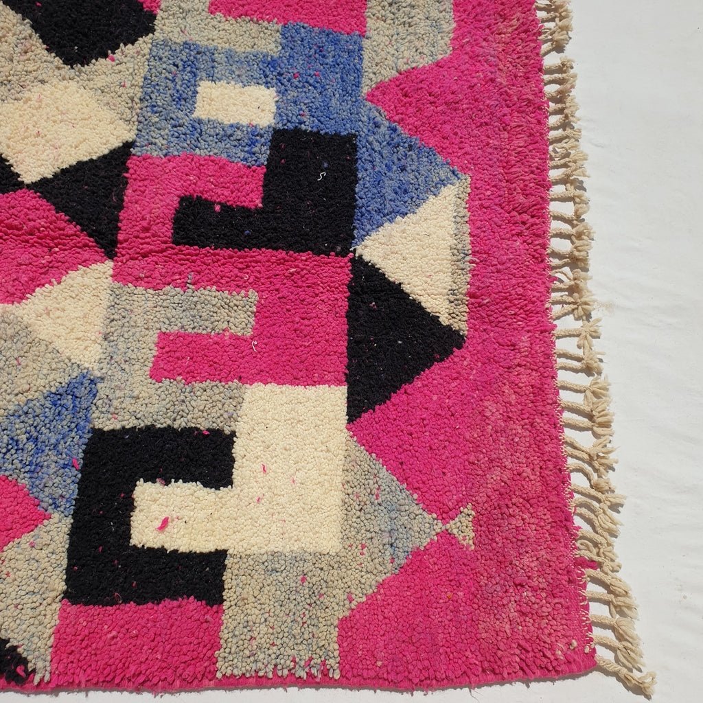 Kachaa - Moroccan Boujad Berber Rug | Colorful Authentic Handmade Bedroom Rug | 8'7x4'8 Ft | 2,65x1,45 m - OunizZ