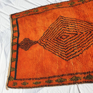 KAWHA Moroccan Boujaad Orange Rug | 7'9x4'7 Ft | 2,40x1,44 m | 100% wool handmade - OunizZ