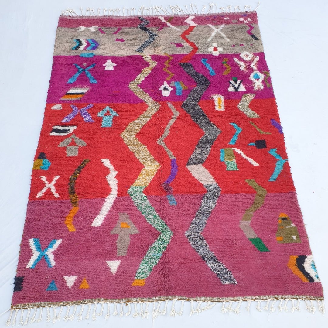 Kemicha - MOROCCAN RUG BOUJAD | Moroccan Berber Rug | Colorful Rug Moroccan Carpet | Authentic Handmade Berber Bedroom Rugs | 9'71x6'59 Ft | 296x201 cm - OunizZ
