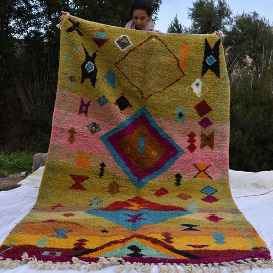 KERJAM | 8'86x5'15 Ft | 270x157 cm | Moroccan Colorful Rug | 100% wool handmade - OunizZ