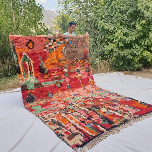 Kharba - MOROCCAN BOUJAAD RUG | Berber Colorful Area Rug for living room Handmade Authentic Wool | 9'91x6'56 Ft | 302x200 cm - OunizZ