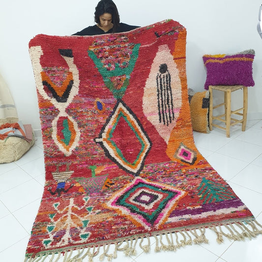 KHATWA | 8'7x5'7 Ft | 2,66x1,73 m | Moroccan Colorful Rug | 100% wool handmade - OunizZ