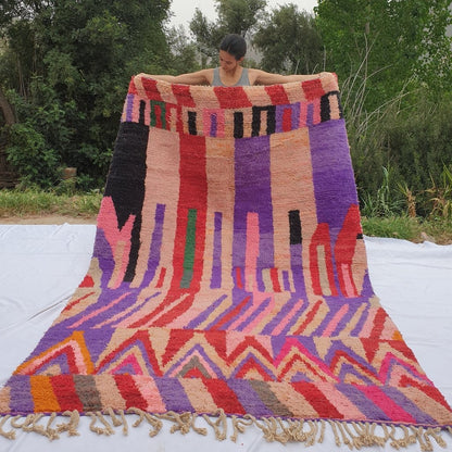 KHZAMA | 9'5x6 Ft | 3x2 m | Moroccan Colorful Rug | 100% wool handmade - OunizZ