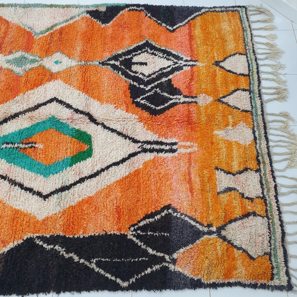 KINA | Moroccan Rug Orange Boujaad | 10'5x6'6 Ft | 3,2x2 m | 100% wool handmade - OunizZ