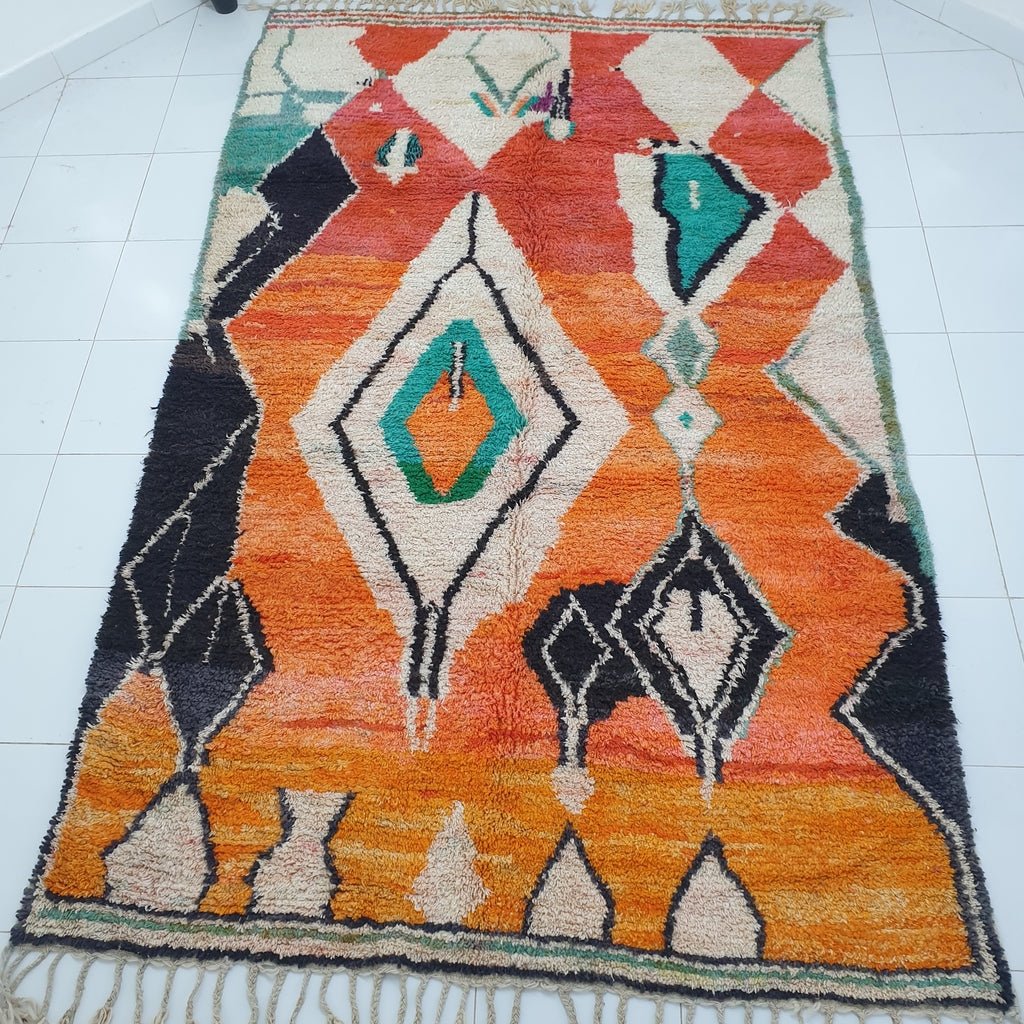 KINA | Moroccan Rug Orange Boujaad | 10'5x6'6 Ft | 3,2x2 m | 100% wool handmade - OunizZ