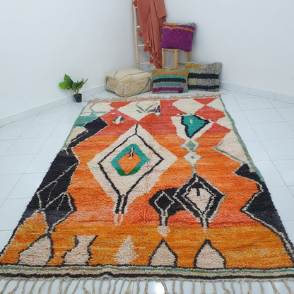 KINA | Moroccan Rug Orange Boujaad | 10'5x6'6 Ft | 3,2x2 m | 100% wool handmade - OunizZ