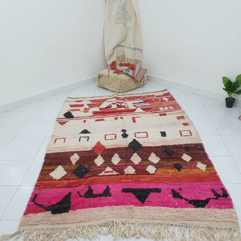 KIRZI | 8'4x5'6 Ft | 2,56x1,72 m | Moroccan Colorful Rug | 100% wool handmade - OunizZ