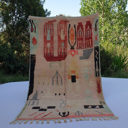 Klima - Moroccan Boujad Berber Rug | Colorful Authentic Handmade Bedroom Rug | 8'9x5'3 Ft | 2,72x1,62 m - OunizZ