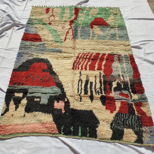 KOUJA | 8x5 Ft | 2,50x1,50 m | Moroccan Colorful Rug | 100% wool handmade - OunizZ