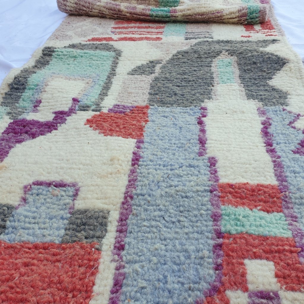 KOULI Runner | 11'4x2'5 Ft | 3,47x0,75 m | Moroccan Colorful Rug | 100% wool handmade - OunizZ
