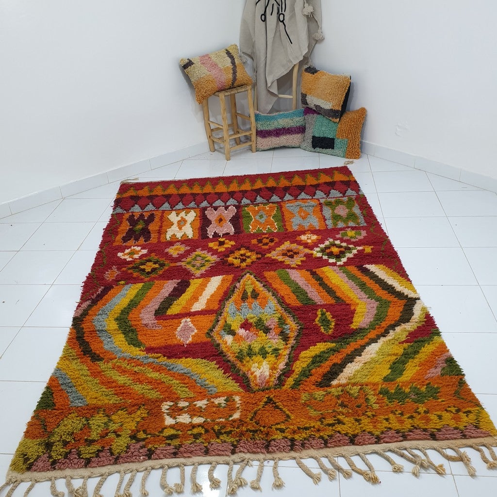 KRAD | 9'4x6'1 Ft | 2,86x1,87 m | Moroccan Colorful Rug | 100% wool handmade - OunizZ